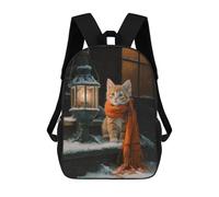 sinyumoney Mochilas De 17 Pulgadas Para Niños, Mochila Escolar Winter Kitten with Lantern Mochila Escolar Impresa En 3D Para Niños De Primaria Y Secundaria