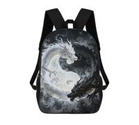 sinyumoney Mochilas De 17 Pulgadas Para Niños, Mochila Escolar Yin Yang Dragons Mochila Escolar Impresa En 3D Para Niños De Primaria Y Secundaria
