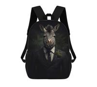 sinyumoney Mochilas De 17 Pulgadas Para Niños, Mochila Escolar Zebra in Suit Fashionable Animal Art Mochila Escolar Impresa En 3D Para Niños De Primaria Y Secundaria