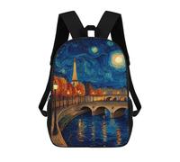 sinyumoney Mochilas De 17 Pulgadas Parisian Night Sky Art Mochila Escolar Para Niños, Impresa En 3D Para Niños De Primaria Y Secundaria.