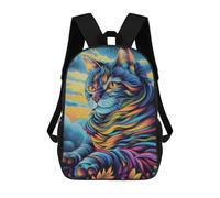 sinyumoney Mochilas De 17 Pulgadas Portrait Cat Retro Mochila Escolar Infantil Impresa En 3D Para Niños De Primaria Y Secundaria