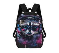 sinyumoney Mochilas De 17 Pulgadas Raccoon DJ Headphones Art Print-1 Mochila Escolar Infantil Impresa En 3D Para Niños De Primaria Y Secundaria