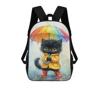 sinyumoney Mochilas De 17 Pulgadas Rainy Day Kitten with Umbrella Mochila Escolar Infantil Impresa En 3D Para Niños De Primaria Y Secundaria