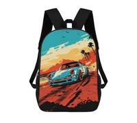 sinyumoney Mochilas De 17 Pulgadas Retro Racing Car Art Print Mochila Escolar Infantil Impresa En 3D Para Niños De Primaria Y Secundaria