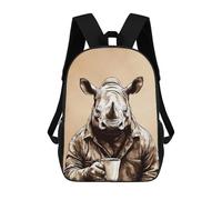 sinyumoney Mochilas De 17 Pulgadas Rhino Animals Coffee Mochila Escolar Infantil Impresa En 3D Para Niños De Primaria Y Secundaria