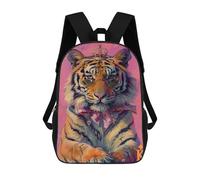 sinyumoney Mochilas De 17 Pulgadas Royal Tiger King Art Print Mochila Escolar Infantil Impresa En 3D Para Niños De Primaria Y Secundaria