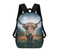 sinyumoney Mochilas De 17 Pulgadas Scottish Highland Cow Portrait Mochila Escolar Para Niños, Impresa En 3D Para Niños De Primaria Y Secundaria.