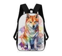 sinyumoney Mochilas De 17 Pulgadas Shiba Inu Watercolor Dog Mochila Escolar Para Niños, Impresa En 3D Para Niños De Primaria Y Secundaria.