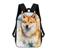 sinyumoney Mochilas De 17 Pulgadas Shiba Inu Watercolor Mochila Escolar Infantil Impresa En 3D Para Niños De Primaria Y Secundaria