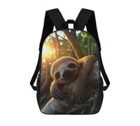 sinyumoney Mochilas De 17 Pulgadas Smiling Sloth on Branch in Sunlight Mochila Escolar Para Niños, Impresa En 3D Para Niños De Primaria Y Secundaria.