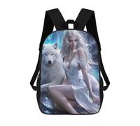sinyumoney Mochilas De 17 Pulgadas Snow Queen with Wolf Mochila Escolar Para Niños, Impresa En 3D Para Niños De Primaria Y Secundaria.