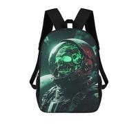 sinyumoney Mochilas De 17 Pulgadas Space Explorer with Glowing Skull Helmet Mochila Escolar Para Niños, Impresa En 3D Para Niños De Primaria Y Secundaria.