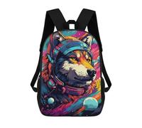 sinyumoney Mochilas De 17 Pulgadas Space Wolf Headphones Art Print Mochila Escolar Para Niños, Impresa En 3D Para Niños De Primaria Y Secundaria.