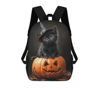sinyumoney Mochilas De 17 Pulgadas Spooky Halloween Kitten Mochila Escolar Infantil Impresa En 3D Para Niños De Primaria Y Secundaria