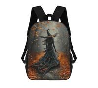 sinyumoney Mochilas De 17 Pulgadas Spooky Witch in Autumn Forest Mochila Escolar Para Niños, Impresa En 3D Para Niños De Primaria Y Secundaria.
