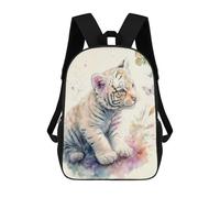 sinyumoney Mochilas De 17 Pulgadas Sweet Little White Tiger Mochila Escolar Para Niños, Impresa En 3D Para Niños De Primaria Y Secundaria.