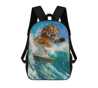 sinyumoney Mochilas De 17 Pulgadas Tiger Surfer Surfing Waves Mochila Escolar Infantil Impresa En 3D Para Niños De Primaria Y Secundaria