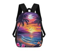 sinyumoney Mochilas De 17 Pulgadas Tropical Moonlit Beach Scene Mochila Escolar Infantil Impresa En 3D Para Niños De Primaria Y Secundaria