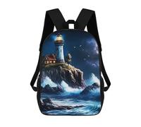 sinyumoney Mochilas De 17 Pulgadas View of The Lighthouse Mochila Escolar Para Niños, Impresa En 3D Para Niños De Primaria Y Secundaria.