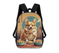 sinyumoney Mochilas De 17 Pulgadas Vintage Japanese Corgi Mochila Escolar Infantil Impresa En 3D Para Niños De Primaria Y Secundaria