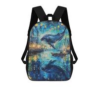 sinyumoney Mochilas De 17 Pulgadas Whale Fantasy Cityscape Art Print Mochila Escolar Infantil Impresa En 3D Para Niños De Primaria Y Secundaria