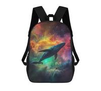 sinyumoney Mochilas De 17 Pulgadas Whale in Space Nebula-1 Mochila Escolar Para Niños, Impresa En 3D Para Niños De Primaria Y Secundaria.