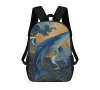 sinyumoney Mochilas De 17 Pulgadas Whale Moon Fantasy Art Mochila Escolar Para Niños, Impresa En 3D Para Niños De Primaria Y Secundaria.