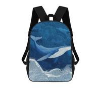sinyumoney Mochilas De 17 Pulgadas Whale Ocean Waves Art Print-3 Mochila Escolar Infantil Impresa En 3D Para Niños De Primaria Y Secundaria