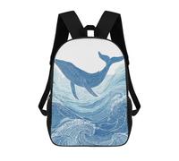 sinyumoney Mochilas De 17 Pulgadas Whale Ocean Waves Art Print-5 Mochila Escolar Para Niños, Impresa En 3D Para Niños De Primaria Y Secundaria.