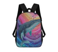 sinyumoney Mochilas De 17 Pulgadas Whale Rainbow Heart Art Print Mochila Escolar Para Niños, Impresa En 3D Para Niños De Primaria Y Secundaria.