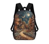 sinyumoney Mochilas De 17 Pulgadas Whimsical Forest Cottage Scene Mochila Escolar Infantil Impresa En 3D Para Niños De Primaria Y Secundaria