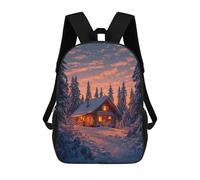 sinyumoney Mochilas De 17 Pulgadas Winter Cabin in Snowy Forest Mochila Escolar Para Niños, Impresa En 3D Para Niños De Primaria Y Secundaria.
