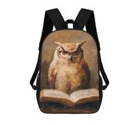 sinyumoney Mochilas De 17 Pulgadas Wisdom in Glasses Owl Reading Mochila Escolar Infantil Impresa En 3D Para Niños De Primaria Y Secundaria