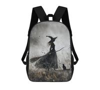 sinyumoney Mochilas De 17 Pulgadas Witch with Black Cat Painting Mochila Escolar Para Niños, Impresa En 3D Para Niños De Primaria Y Secundaria.