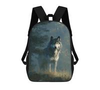 sinyumoney Mochilas De 17 Pulgadas Wolf in Misty Forest Mochila Escolar Infantil Impresa En 3D Para Niños De Primaria Y Secundaria