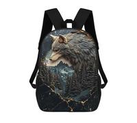 sinyumoney Mochilas De 17 Pulgadas Wolf Mountain Landscape Mochila Escolar Infantil Impresa En 3D Para Niños De Primaria Y Secundaria