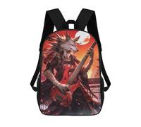 sinyumoney Mochilas De 17 Pulgadas Wolf Warrior with Red Guitar Mochila Escolar Infantil Impresa En 3D Para Niños De Primaria Y Secundaria