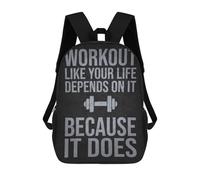 sinyumoney Mochilas De 17 Pulgadas Workout Like Your Life Depends On It, Gym Motivation Mochila Escolar Infantil Impresa En 3D Para Niños De Primaria Y Secundaria