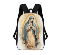 sinyumoney - Mochilas de gato en Benkei Bridge mochila escolar para niños, mochila escolar impresa en 3D para niños, estudiantes de primaria y universidad, Lady Of Guadalupe Watercolor Artwork, 17"