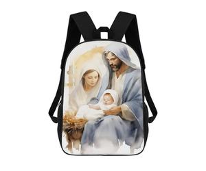 sinyumoney - Mochilas de gato en Benkei Bridge mochila escolar para niños, mochila escolar impresa en 3D para niños, estudiantes de primaria y universidad, Holy Family Painting - Nativity Scene, 17"