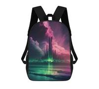sinyumoney Mochilas De Viaje Lindas Impresas En 3D Alien Cityscape Reflections Mochila Escolar Para Niños, Mochila Informal Para Exteriores, Mochilas De Moda Informales Para Niños Para Niñas 17inch
