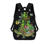 sinyumoney Mochilas De Viaje Lindas Impresas En 3D Aliens on Turtle Ship Mochila Escolar Para Niños, Mochila Informal Para Exteriores, Mochilas De Moda Informales Para Niños Para Niñas 17inch