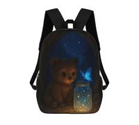 sinyumoney Mochilas De Viaje Lindas Impresas En 3D Bear Cub And Magic Butterfly Mochila Escolar Para Niños, Mochila Informal Para Exteriores, Mochilas De Moda Informales Para Niños Para Niñas 17inch
