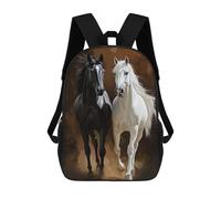 sinyumoney Mochilas De Viaje Lindas Impresas En 3D Black And White Horses Mochila Escolar Para Niños, Mochila Informal Para Exteriores, Mochilas De Moda Informales Para Niños Para Niñas 17inch
