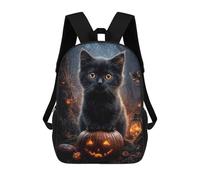 sinyumoney Mochilas De Viaje Lindas Impresas En 3D Black Cat on Jack-o-Lantern Mochila Escolar Para Niños, Mochila Informal Para Exteriores, Mochilas De Moda Informales Para Niños Para Niñas 17inch