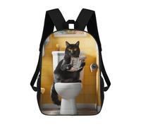 sinyumoney Mochilas De Viaje Lindas Impresas En 3D Black Cat on The Toilet Mochila Escolar Para Niños, Mochila Informal Para Exteriores, Mochilas De Moda Informales Para Niños Para Niñas 17inch