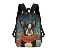 sinyumoney Mochilas De Viaje Lindas Impresas En 3D Boston Terrier Art Piece Mochila Escolar Para Niños, Mochila Informal Para Exteriores, Mochilas De Moda Informales Para Niños Para Niñas 17inch