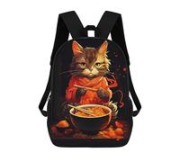 sinyumoney Mochilas De Viaje Lindas Impresas En 3D Cute Cat Eating Ramen Mochila Escolar Para Niños, Mochila Informal Para Exteriores, Mochilas De Moda Informales Para Niños Para Niñas 17inch