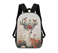 sinyumoney Mochilas De Viaje Lindas Impresas En 3D Deer with Birds Botanical Mochila Escolar Para Niños, Mochila Informal Para Exteriores, Mochilas De Moda Informales Para Niños Para Niñas 17inch