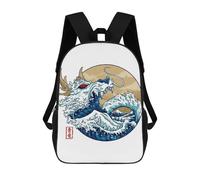 sinyumoney Mochilas De Viaje Lindas Impresas En 3D Dragon Wave Off Kanagawa Mochila Escolar Para Niños, Mochila Informal Para Exteriores, Mochilas De Moda Informales Para Niños Para Niñas 17inch